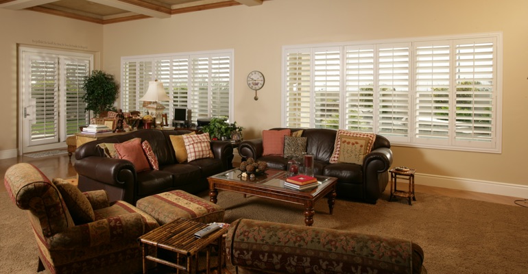 Jacksonville basement with white shutters.